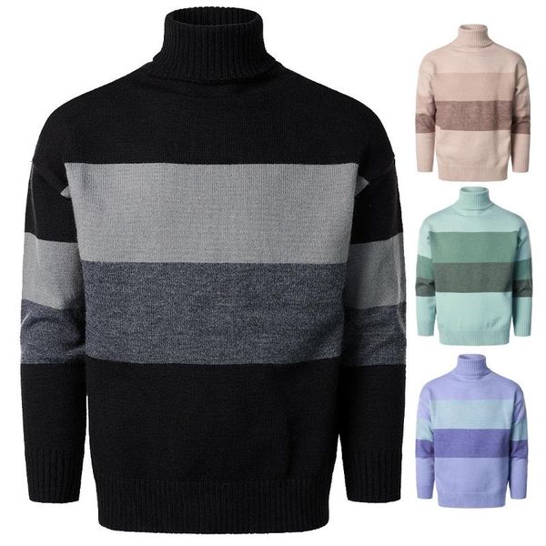 

men's sweaters ym648 high-quality loose contrast color sweater in winter 2021 turtleneck fashion bottoming shirt, White;black