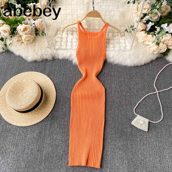 

women knitted pencil dress sleeveless off shoulder elastic slim party es summer fashion sheath strap 210512, Black;gray