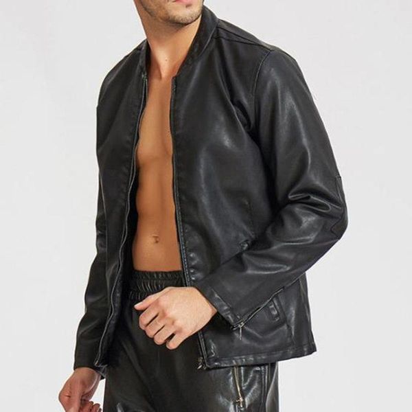 

men's fur & faux punk leather jacket pu jackets leisure coat black slim tide men coats autumn outerwear mens plus size xxxxl