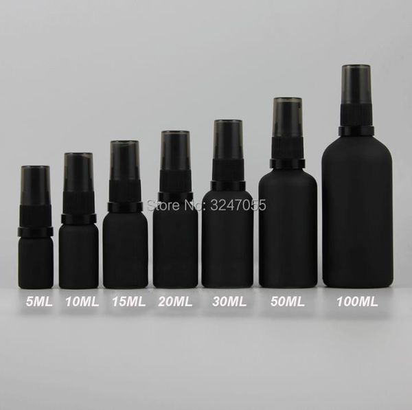 

storage bottles & jars 20pcs/lot 5ml10ml15ml20ml30ml50ml100ml frosted black empty perfume bottle, portable glass cosmetic lotion beauty tool