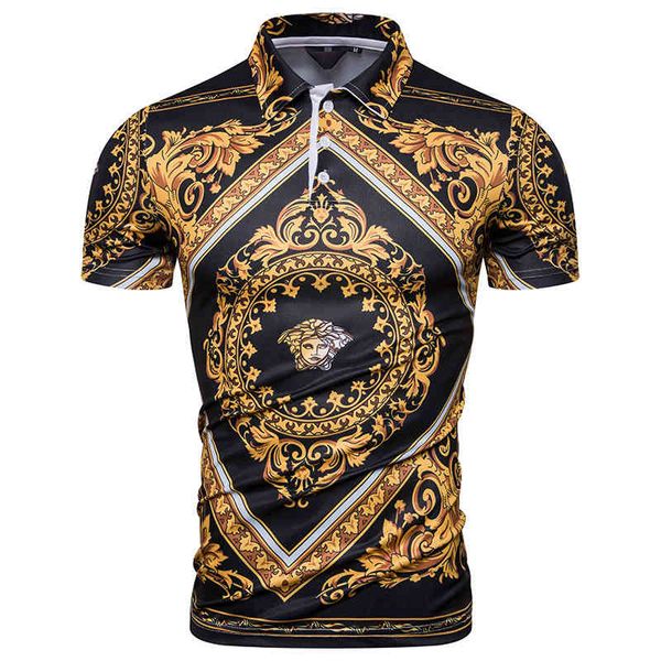 

men's polo shirt summer court style printed short sleeve, White;black