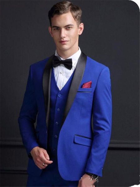

men's suits & blazers suits (jacket + pants vest) royal blue arrival of groom tuxedo wedding men's made custom boy friend, White;black