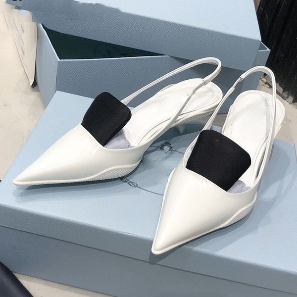 

80% off shoes woman shoes runway heels pumps women pointed toe real leather slingbacks sandals spring candy color party, Black