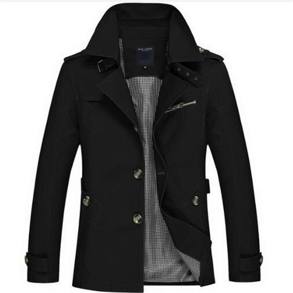 

men's trench coats arrived 2021 spring windbreaker long coat men 95% cotton 5 colors brand clothing plus size -xxxl 4xl 5xl, Tan;black