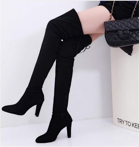 

boots winter shoes women snow slim high, Black