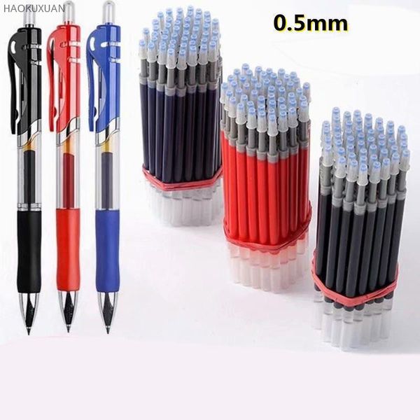 

gel pens 25pcs replaceable pen set 0.5mm black/red/blue large capacity ball point handle refills rod school office supplies
