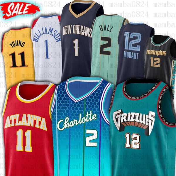 

12 ja 1 zion morant basketball jerseys williamson ball gordon young 11 trae 2 lamelo 77 luka hayward doncic, Black