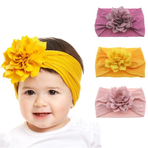 

fashion born toddler baby girls head wrap lotus flower knot turban headband hair accessories birthday gifts for 0-3y, Slivery;white