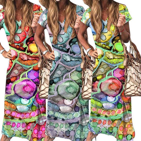 

fashion dress 2021 spring and summer women's short sleeve printed long skirt, White;black