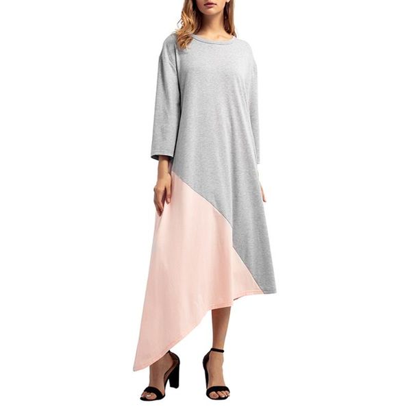 

casual dresses women solid long dress o neck islamic muslim middle east maxi robe ladies summer 2021 beach clothing, Black;gray