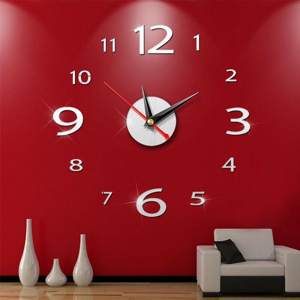 

wall clocks faroot 3d diy clock home modern decoration crystal mirror art sticker acylic silver fashion cloacks