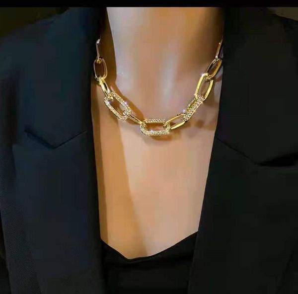 

chains european and american high-grade thick necklace clavicle rhinestone, Silver