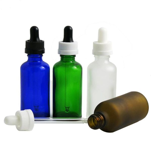 

storage bottles & jars 10pcs 50ml essential oil dropper bottle green clear brown blue glass e liquid perfume refillable deodorant