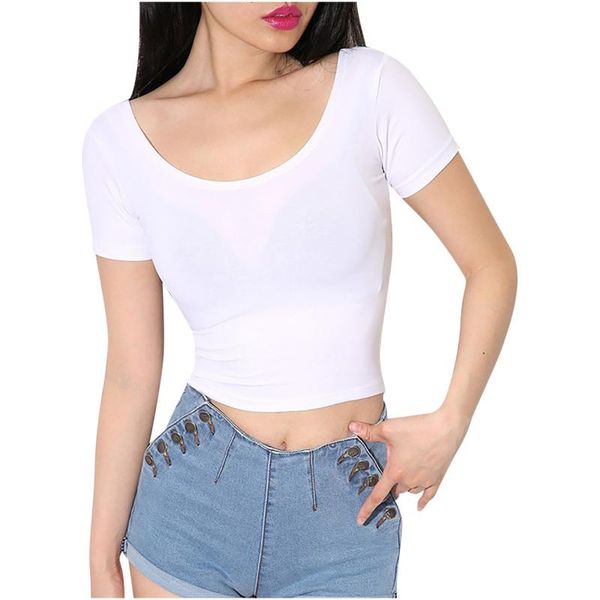 

women's t-shirt casual o neck black white crop women summer t shirt streetwear ribber gary short sleeve camisetas mujer