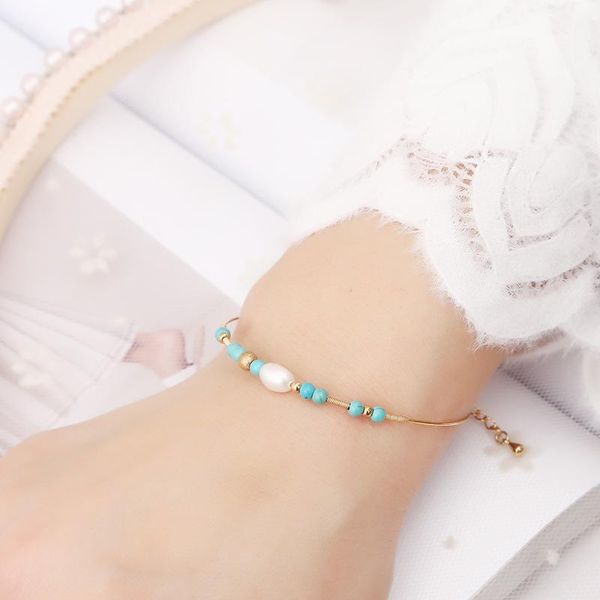 

charm bracelets elegant imition pearl beaded bracelet stainless steel female fashion jewelry accessories, Golden;silver