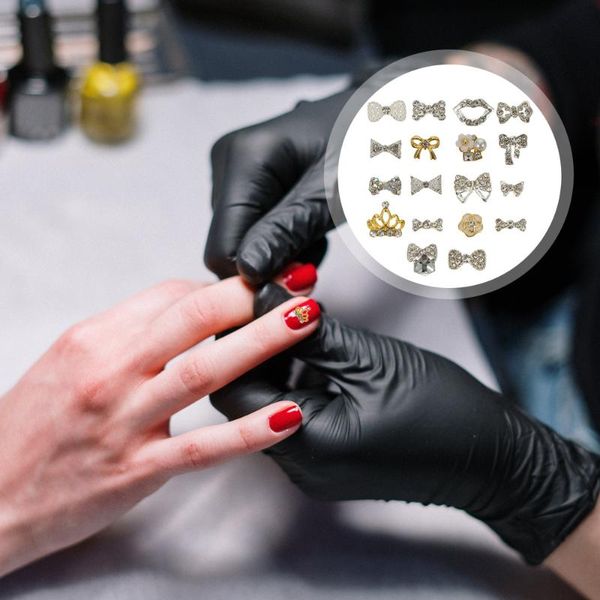 

nail art decorations 18pcs 3d studs manicure jewelry (random), Silver;gold