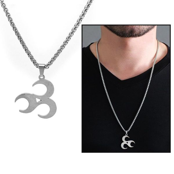 

pendant necklaces tesbihane Ã¼Ã§ crescent design silver color steel male necklace