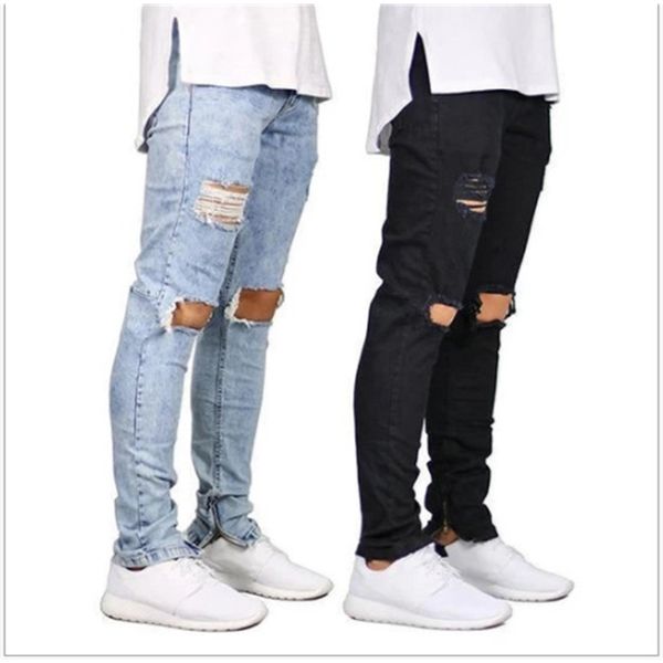 

fashion jeans men's zipper, Blue