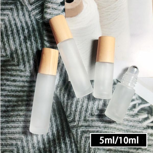 

storage bottles & jars 5ml 10ml 10pcs/lot glass essential oil roller frosted roll on with stainless steel balls sample