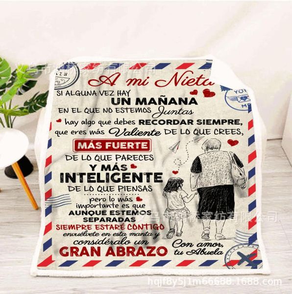 

blankets flannel blanket air mail 3d printing sofa keeping warm children home textile spanish and french letter quilt