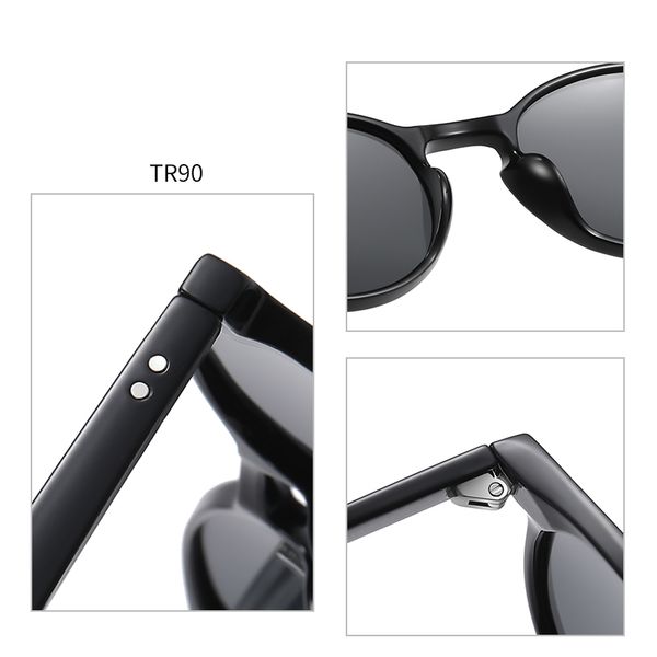 

wholale polarized tr90 round sunglass uv400 protect glass sun eyewear, White;black