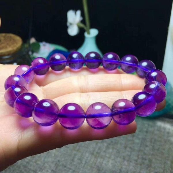 

natural quartz purple crystal bracelet 12-11mm (cx#5107) beaded, strands, Black