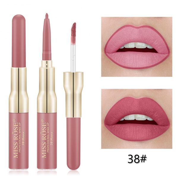

lip gloss miss rose 12 colors double headed liner 2 in 1 lipstick lips makeup cosmetics easy to wear maquillage femme tslm1