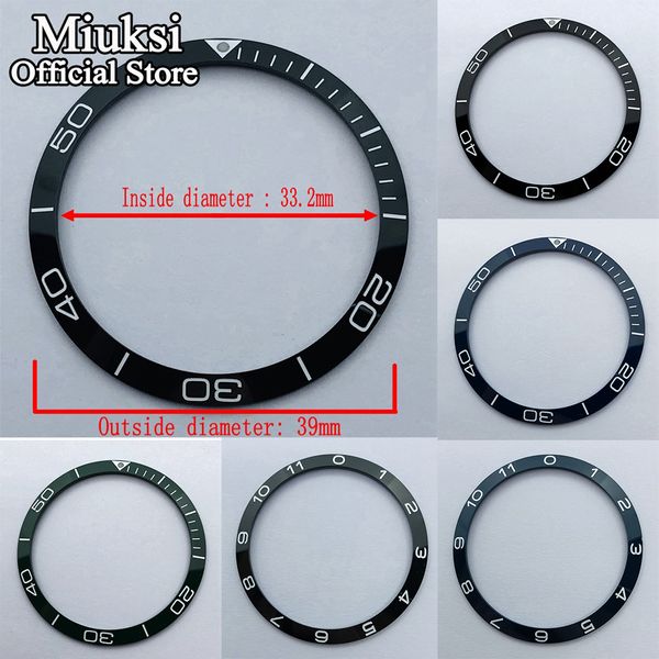 Lunetta nera/blu scuro/verde da 39 mm. Accessori per orologi con lunetta in ceramica adatti per orologi da uomo da 41 mm.