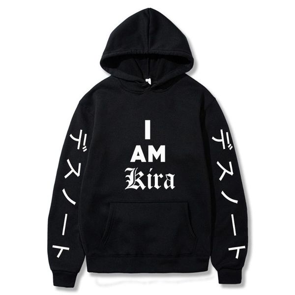 

men's hoodies & sweatshirts death note kira hoodie women long sleeve gothic harajuku style clothing print streetwear, Black