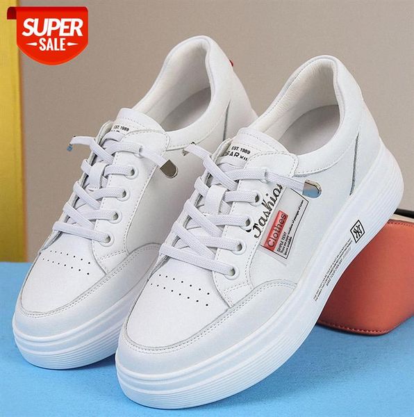 

white shoes, sneakers, leather women's front lace-up flat-heel casual shoes #bi9k