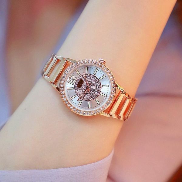 

wristwatches whole diamond dial ladies watch hollow out charm women watches simple style luminous female zegarek damski, Slivery;brown