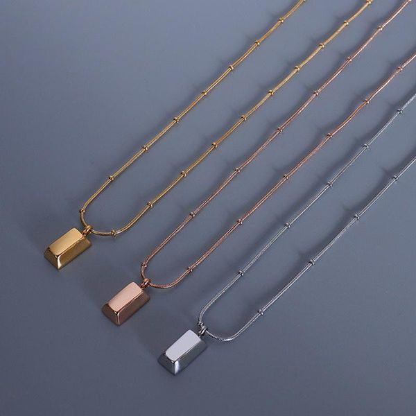 

pendant necklaces titanium steel bullion square necklace for women snake bone chain ins french choker jewelry trend collier wholesale, Silver