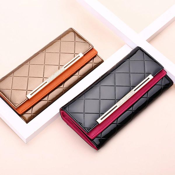

wallets sendefn wallet female pu lady clutch long women purse money bag coin paty 8039-6, Red;black