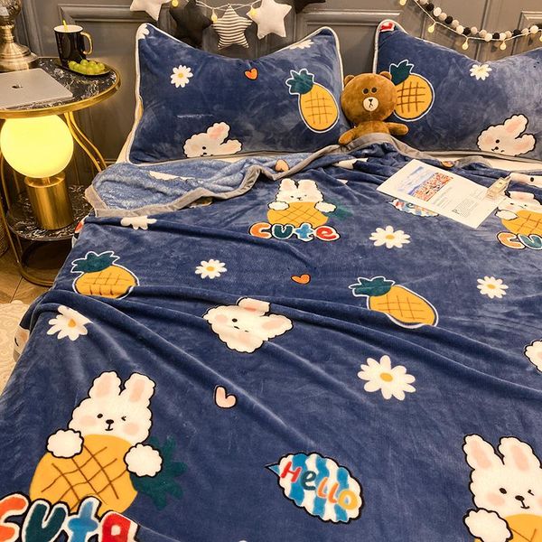 

sheets & sets warm solid color coral plush blanket winter thickened flannel bed single double-sided flat sheet