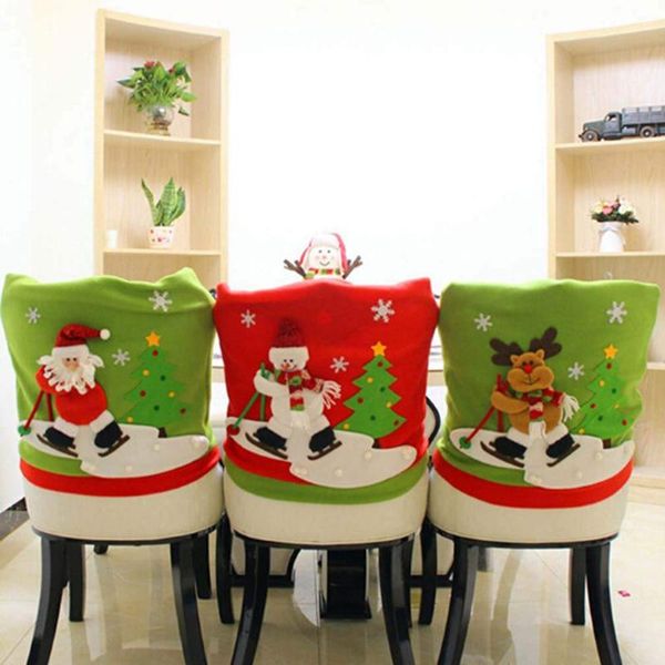 

christmas decoration chair covers dining seat santa claus home party decor table hat back for