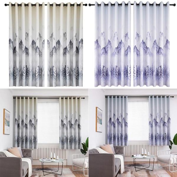 

curtain & drapes landscape printing polyester window blinds living room blackout curtains fiber mountain watermark flower style