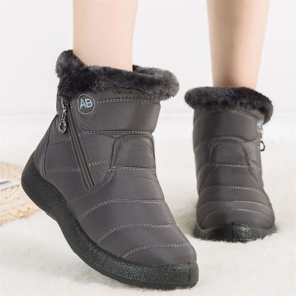 

winter boots women ankle boots cotton fabric femmes bottes plush shoes ladies booties waterproof shoes buty damskie 210914, Black