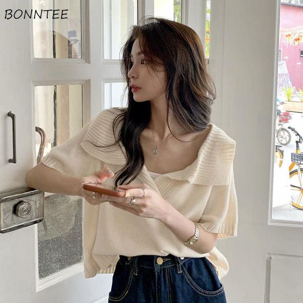 

women's t-shirt short sleeves t-shirts women ulzzang striped loose casual summer turn down collar all match design gentle college stre, White
