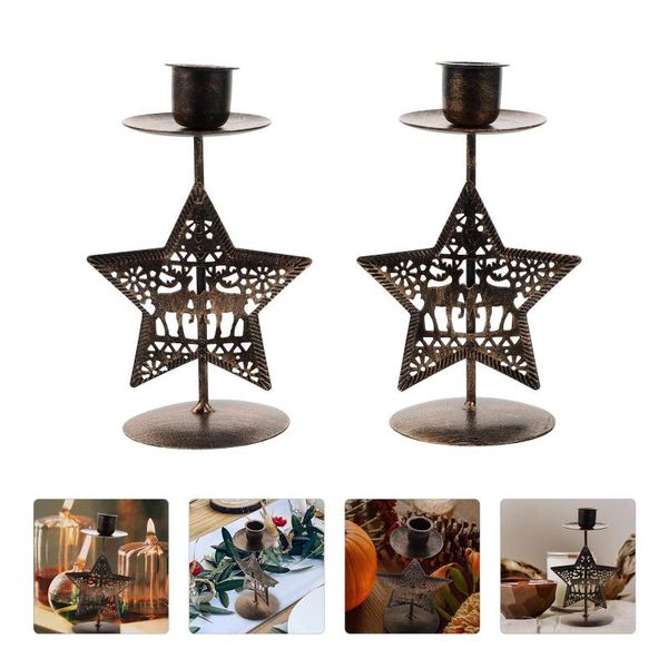 

candle holders 2pcs christmas decorations classic candles iron stands