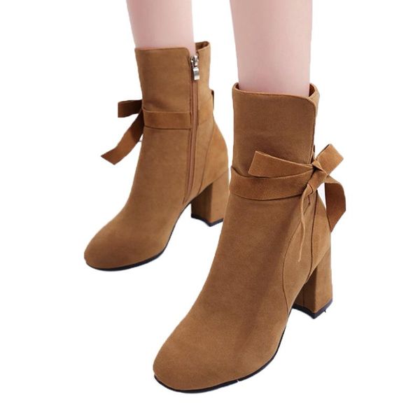 

boots women british style classic motorcycle ankle punk autumn platform high heels bow zipper shoes, Black