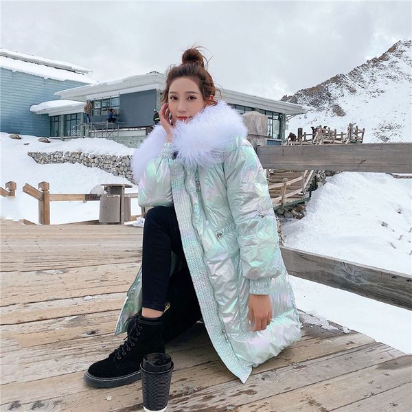 

Women's Down & Parkas Real Natural Fur Parka Winter Korean Style Loose Coat Fashionable Hooded White Duck Waterproof Snow Warm Jacket AVP9, Black