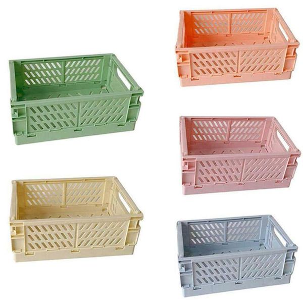 

storage baskets plastic crate folding box basket utility deskfruit organizer cosmetic sundries container bin toy f7e2