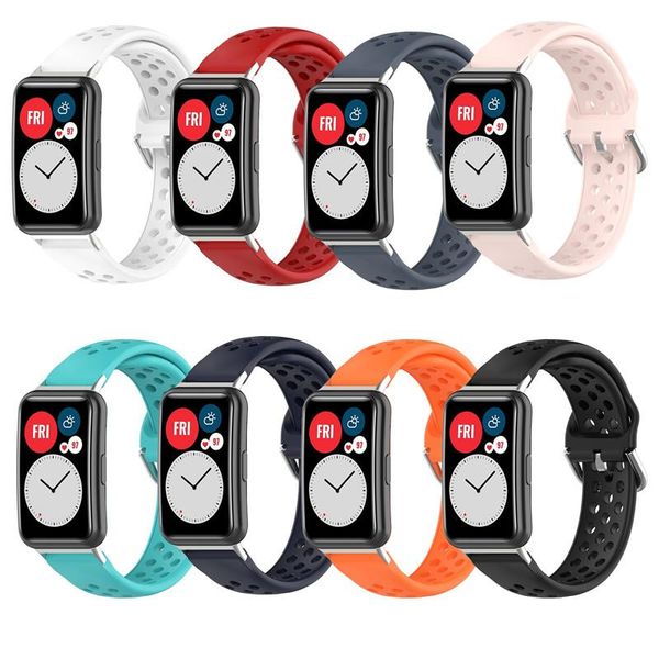 

watch bands breathable wrist strap for huawei fit accessories replacement silicone adjustable band soft, Black;brown