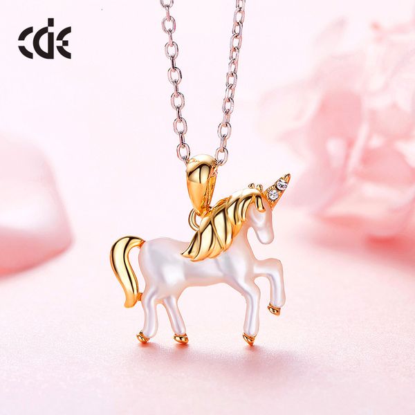 

necklace unicorn 925 sterling silver clavicle chain women's 18k gold pendant