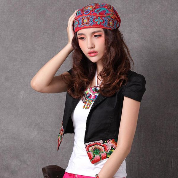 

beanie/skull caps women fashion printing hat ethnic vintage embroidery flowers bandanas red print gorra mujer verano#w, Blue;gray