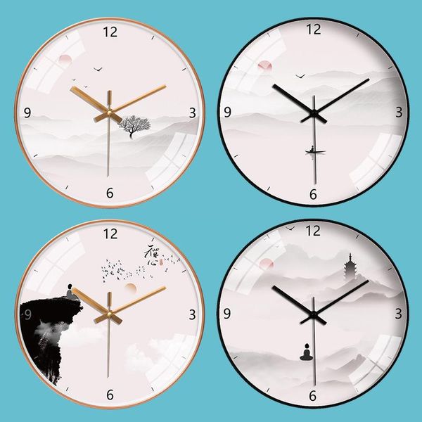 

wall clocks [12-inch 30cm] hanging clock chinese art landscape living room bedroom mute creative home decorations