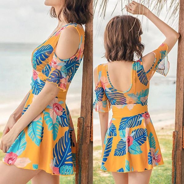 

one-piece suits swimsuit belly-covering conservative one piece backless bikini with steel support chest pad for swimming pool