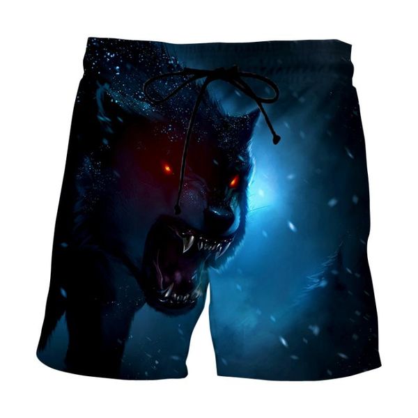 

men's shorts summer fashion animals wolf pattern =3d printed short pant polyester cartoon boys girls board 6xl, White;black
