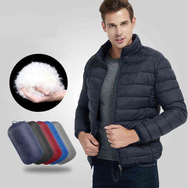 M-6XL Witte Eendendons Jas Mannen Winter Warm Mannelijke Outdoor Casual Solid Down Gevulde Jas Wind-Weerstaan Kapmantel jeugd Man Vest Y1103