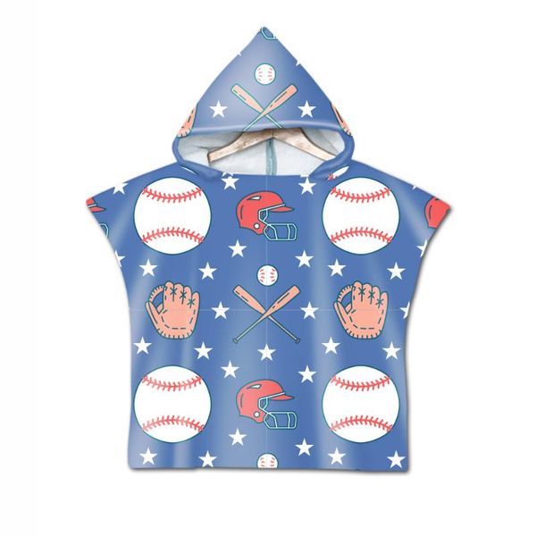 

towel baseball rugby 3d printing cartoon sport pattern beach baby children hooded bath boys girls soft